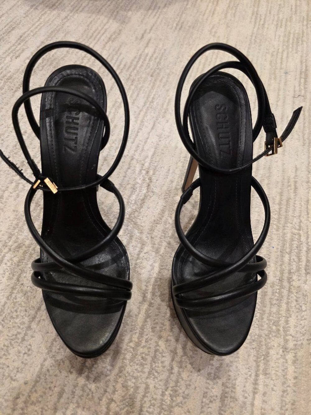 SCHUTZ Black Kelsie Platform Sandal
